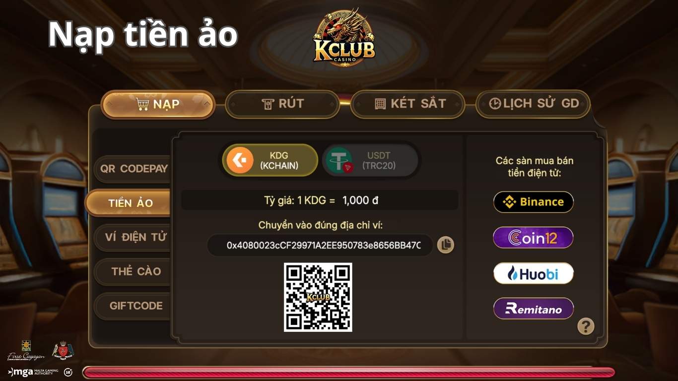 Nạp tiền Kclub - Ví tiền ảo Nạp tiền Kclub - Ví tiền ảo